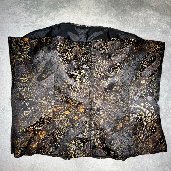 Black and Gold Paisley Tube Top - Picture 3 of 3
